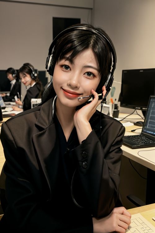 商务女性客服人物肖像摄影 专业形象与情感交流的艺术融合